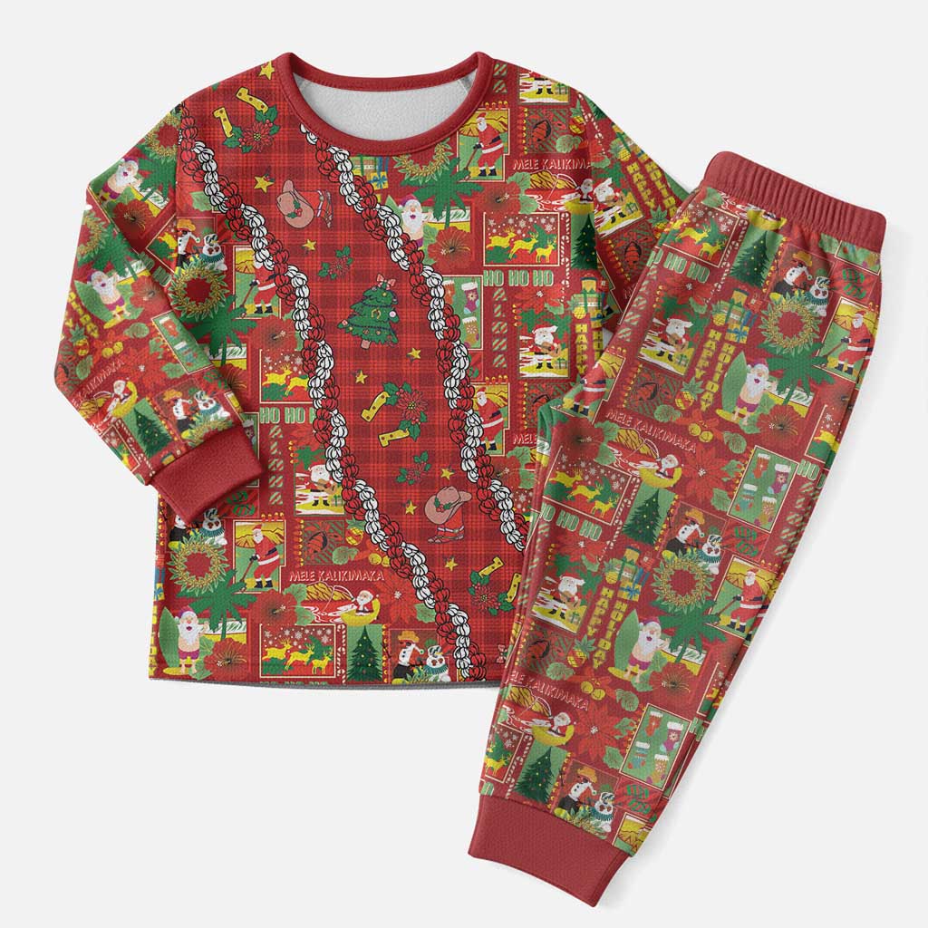 Mele Kalikimaka Pakalana Pikake Lei Christmas Pajama Set Hawaiian Rodeo Paniolo Omaomao Palaka LT9 Men Green - Polynesian Pride