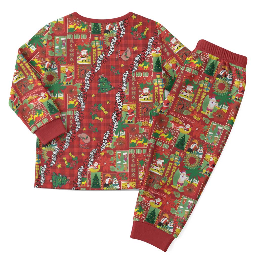 Mele Kalikimaka Pakalana Pikake Lei Christmas Pajama Set Hawaiian Rodeo Paniolo Omaomao Palaka LT9 - Polynesian Pride
