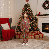 Mele Kalikimaka Pakalana Pikake Lei Christmas Pajama Set Hawaiian Rodeo Paniolo Omaomao Palaka LT9 Kid Green - Polynesian Pride
