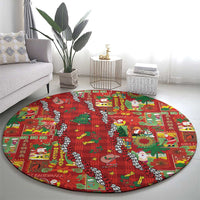 Mele Kalikimaka Pakalana Pikake Lei Round Carpet Hawaiian Rodeo Paniolo Omaomao Palaka LT9 - Polynesian Pride