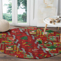 Mele Kalikimaka Pakalana Pikake Lei Round Carpet Hawaiian Rodeo Paniolo Omaomao Palaka LT9 - Polynesian Pride