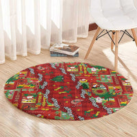 Mele Kalikimaka Pakalana Pikake Lei Round Carpet Hawaiian Rodeo Paniolo Omaomao Palaka LT9 - Polynesian Pride