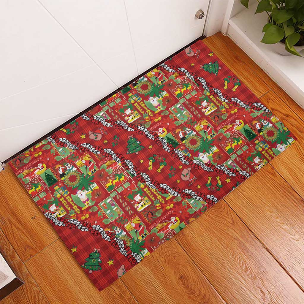 Mele Kalikimaka Pakalana Pikake Lei Rubber Doormat Hawaiian Rodeo Paniolo Omaomao Palaka LT9 - Polynesian Pride