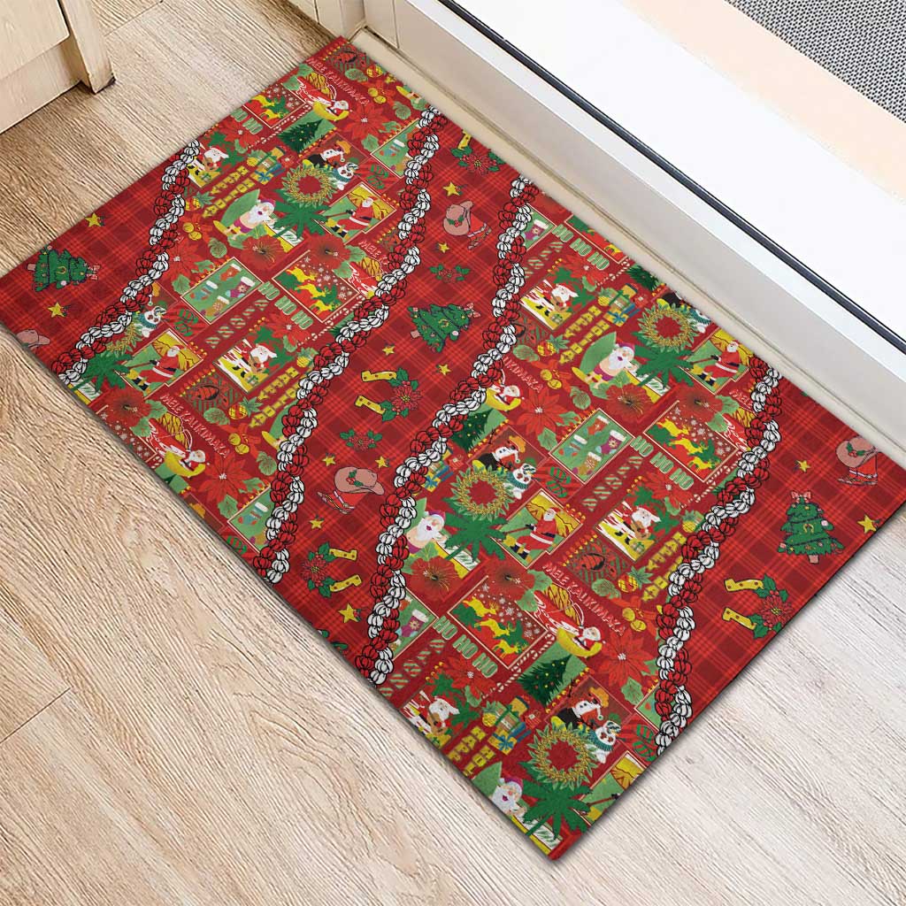 Mele Kalikimaka Pakalana Pikake Lei Rubber Doormat Hawaiian Rodeo Paniolo Omaomao Palaka LT9 - Polynesian Pride