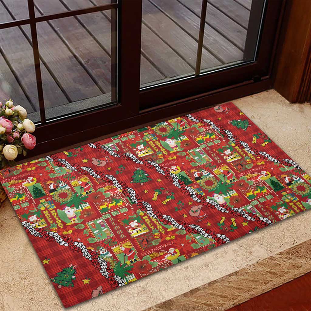 Mele Kalikimaka Pakalana Pikake Lei Rubber Doormat Hawaiian Rodeo Paniolo Omaomao Palaka LT9 - Polynesian Pride