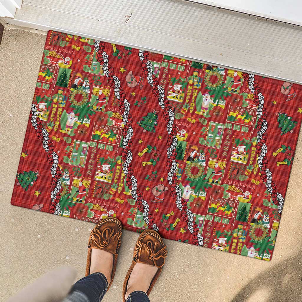 Mele Kalikimaka Pakalana Pikake Lei Rubber Doormat Hawaiian Rodeo Paniolo Omaomao Palaka LT9 - Polynesian Pride