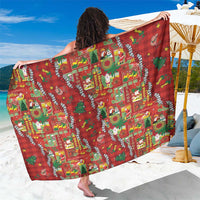 Mele Kalikimaka Pakalana Pikake Lei Sarong Hawaiian Rodeo Paniolo Omaomao Palaka LT9 One Size 44 x 66 inches Green - Polynesian Pride