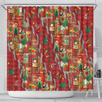 Mele Kalikimaka Pakalana Pikake Lei Shower Curtain Hawaiian Rodeo Paniolo Omaomao Palaka LT9 - Polynesian Pride