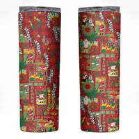 Mele Kalikimaka Pakalana Pikake Lei Skinny Tumbler Hawaiian Rodeo Paniolo Omaomao Palaka LT9 Green - Polynesian Pride