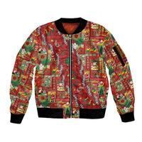 Mele Kalikimaka Pakalana Pikake Lei Sleeve Zip Bomber Jacket Hawaiian Rodeo Paniolo Omaomao Palaka LT9 Unisex Green - Polynesian Pride