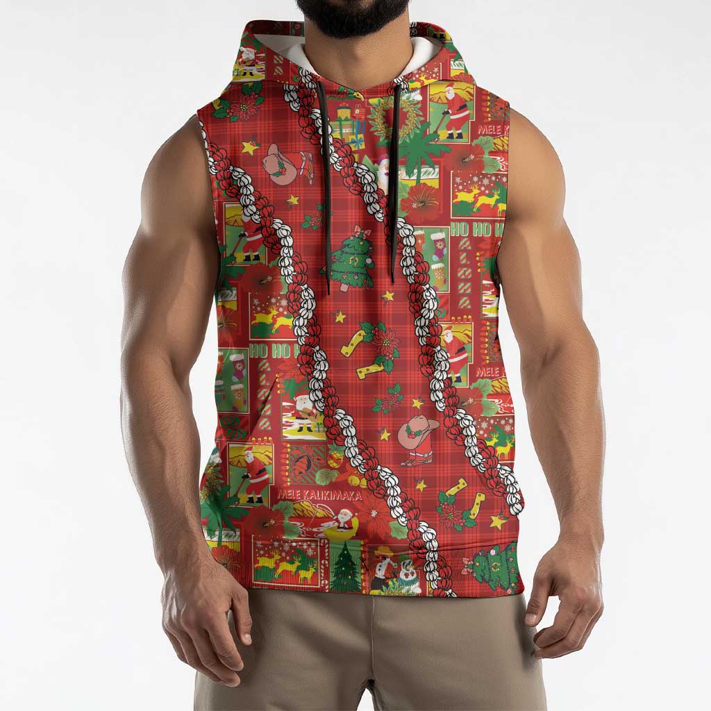 Mele Kalikimaka Pakalana Pikake Lei Sleeveless Hoodie Hawaiian Rodeo Paniolo Omaomao Palaka LT9 - Polynesian Pride