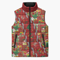 Mele Kalikimaka Pakalana Pikake Lei Sleeveless Puffer Jacket Hawaiian Rodeo Paniolo Omaomao Palaka LT9 Unisex Green - Polynesian Pride