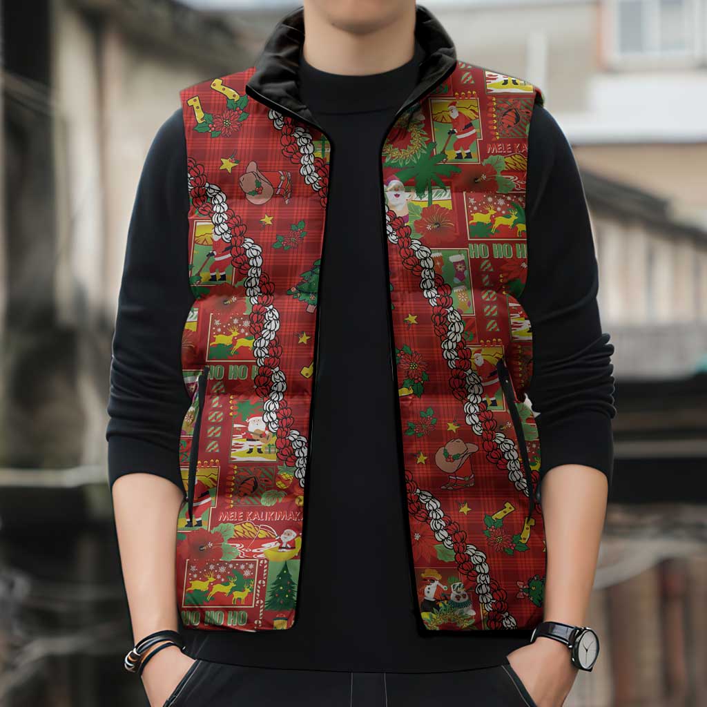 Mele Kalikimaka Pakalana Pikake Lei Sleeveless Puffer Jacket Hawaiian Rodeo Paniolo Omaomao Palaka LT9 - Polynesian Pride