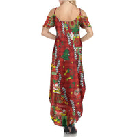 Mele Kalikimaka Pakalana Pikake Lei Summer Maxi Dress Hawaiian Rodeo Paniolo Omaomao Palaka LT9 - Polynesian Pride