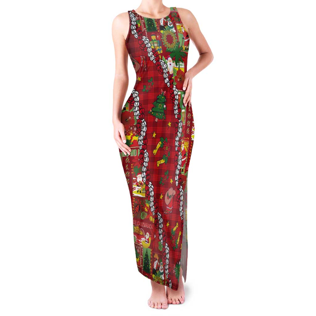 Mele Kalikimaka Pakalana Pikake Lei Tank Maxi Dress Hawaiian Rodeo Paniolo Omaomao Palaka LT9 Women Green - Polynesian Pride