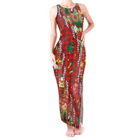 Mele Kalikimaka Pakalana Pikake Lei Tank Maxi Dress Hawaiian Rodeo Paniolo Omaomao Palaka LT9 Women Green - Polynesian Pride