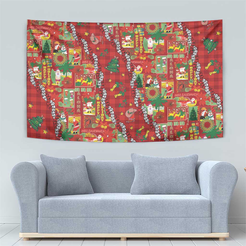 Mele Kalikimaka Pakalana Pikake Lei Tapestry Hawaiian Rodeo Paniolo Omaomao Palaka LT9 - Polynesian Pride
