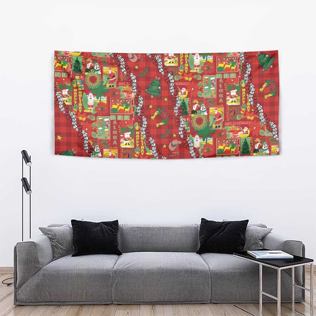 Mele Kalikimaka Pakalana Pikake Lei Tapestry Hawaiian Rodeo Paniolo Omaomao Palaka LT9 - Polynesian Pride