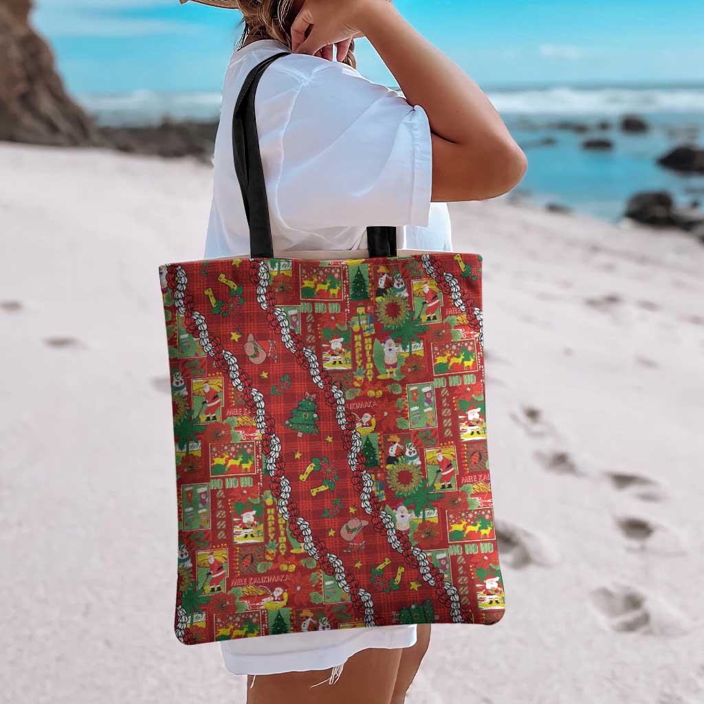 Mele Kalikimaka Pakalana Pikake Lei Tote Bag Hawaiian Rodeo Paniolo Omaomao Palaka LT9 - Polynesian Pride