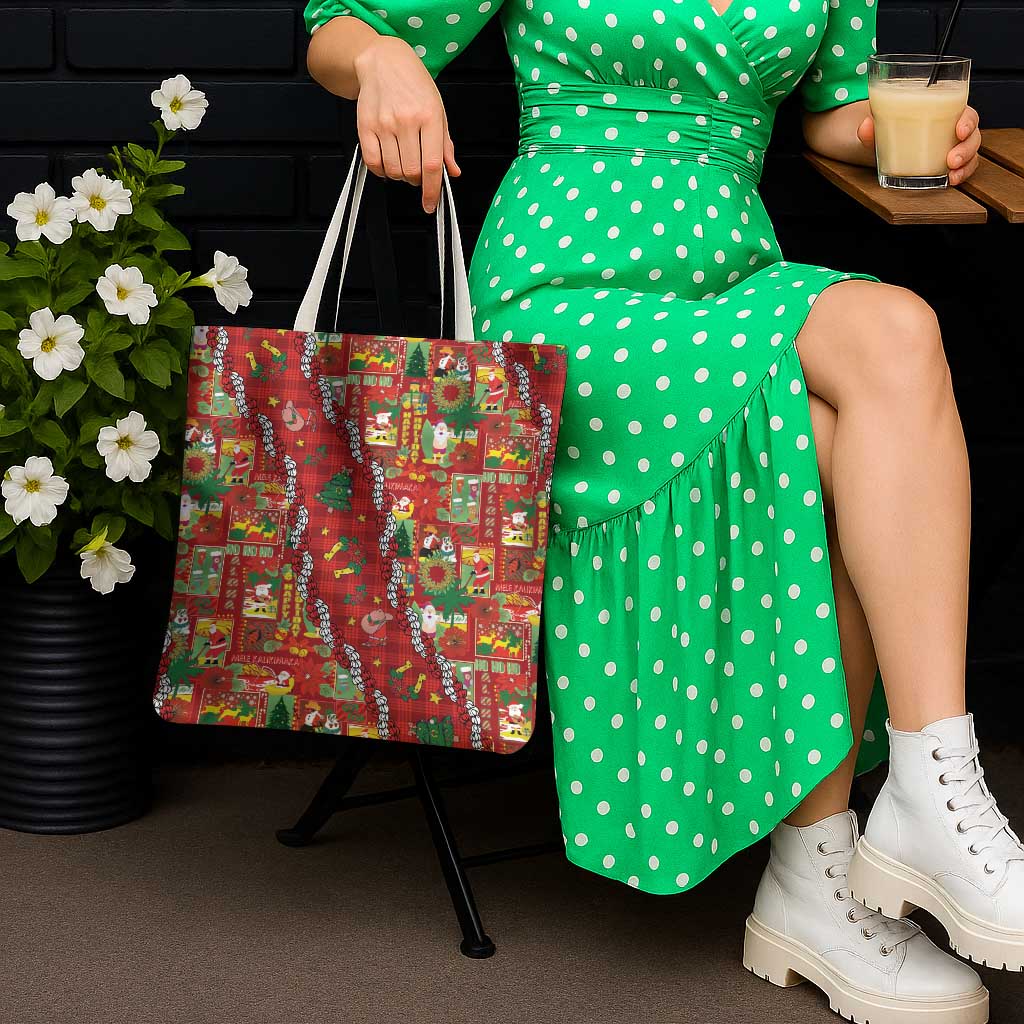 Mele Kalikimaka Pakalana Pikake Lei Tote Bag Hawaiian Rodeo Paniolo Omaomao Palaka LT9 - Polynesian Pride