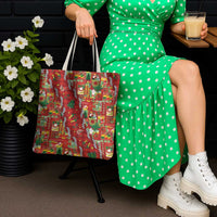 Mele Kalikimaka Pakalana Pikake Lei Tote Bag Hawaiian Rodeo Paniolo Omaomao Palaka LT9 - Polynesian Pride