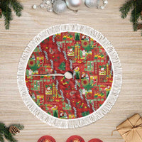 Mele Kalikimaka Pakalana Pikake Lei Tree Skirt Hawaiian Rodeo Paniolo Omaomao Palaka LT9 Fringed Green - Polynesian Pride