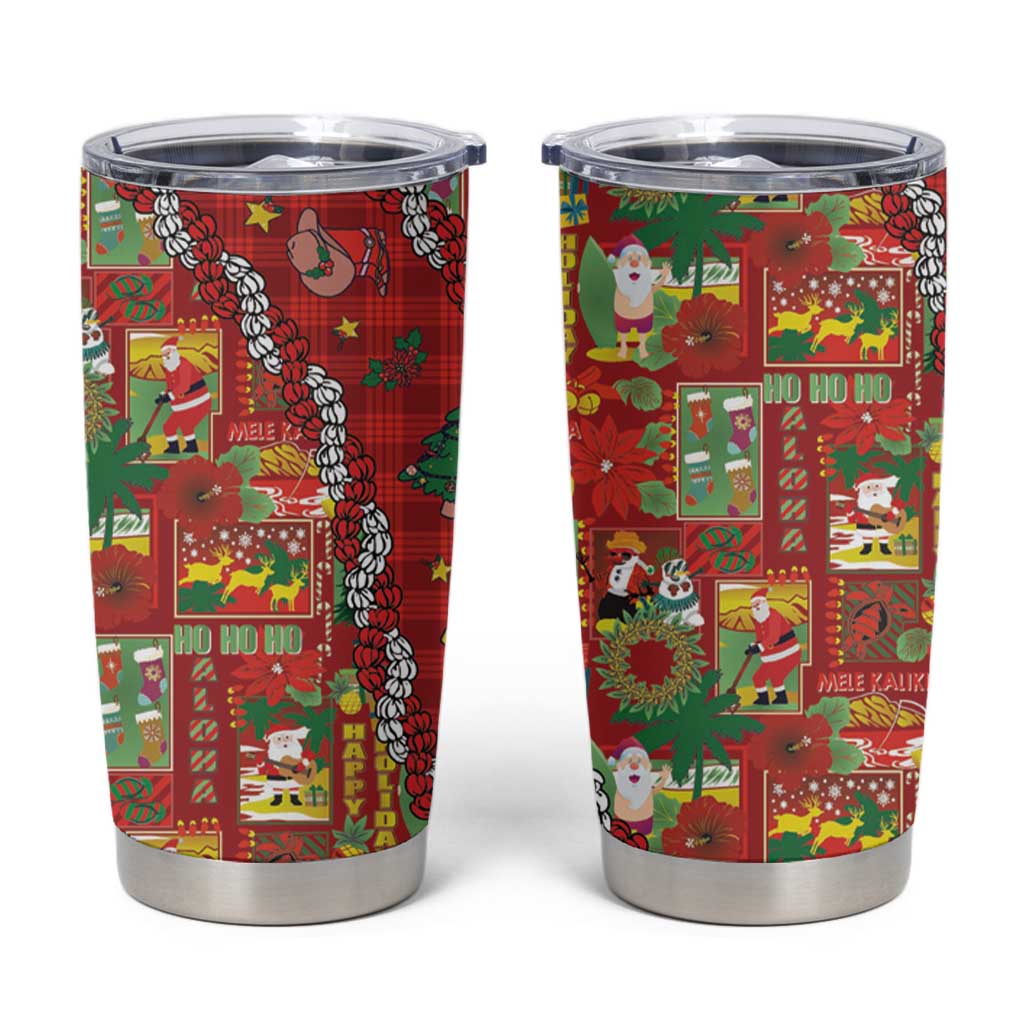 Mele Kalikimaka Pakalana Pikake Lei Tumbler Cup Hawaiian Rodeo Paniolo Omaomao Palaka LT9 Green - Polynesian Pride