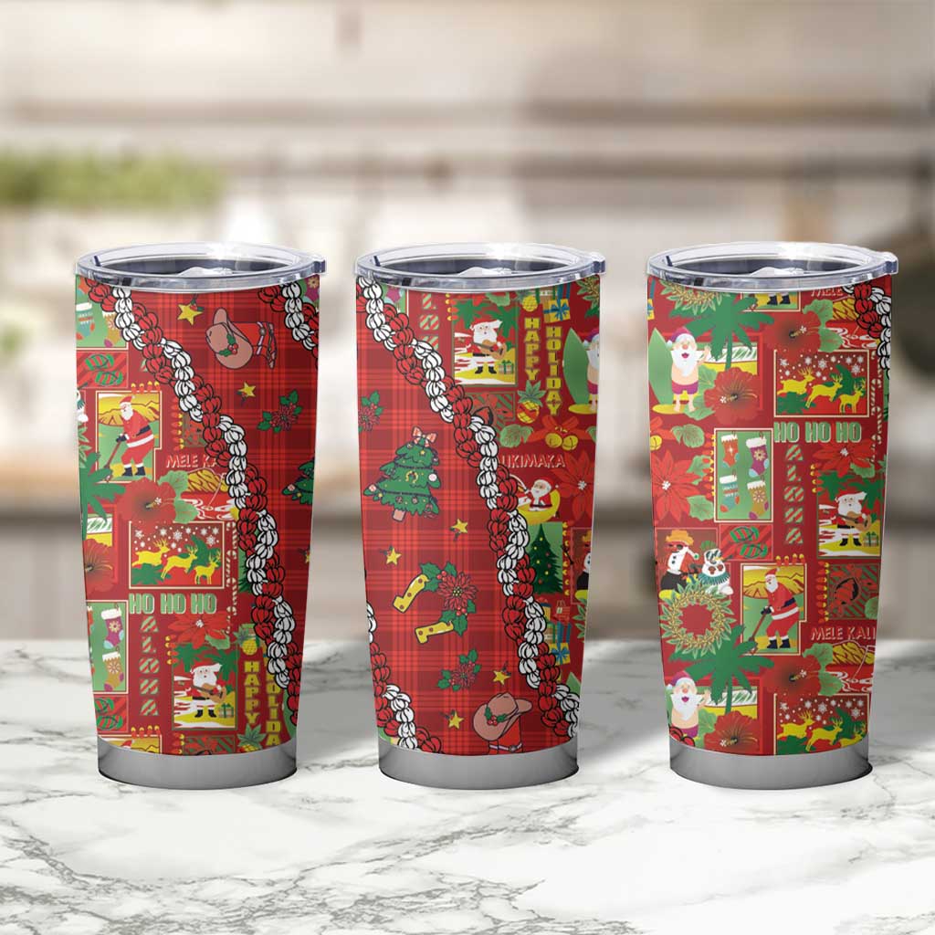 Mele Kalikimaka Pakalana Pikake Lei Tumbler Cup Hawaiian Rodeo Paniolo Omaomao Palaka LT9 - Polynesian Pride
