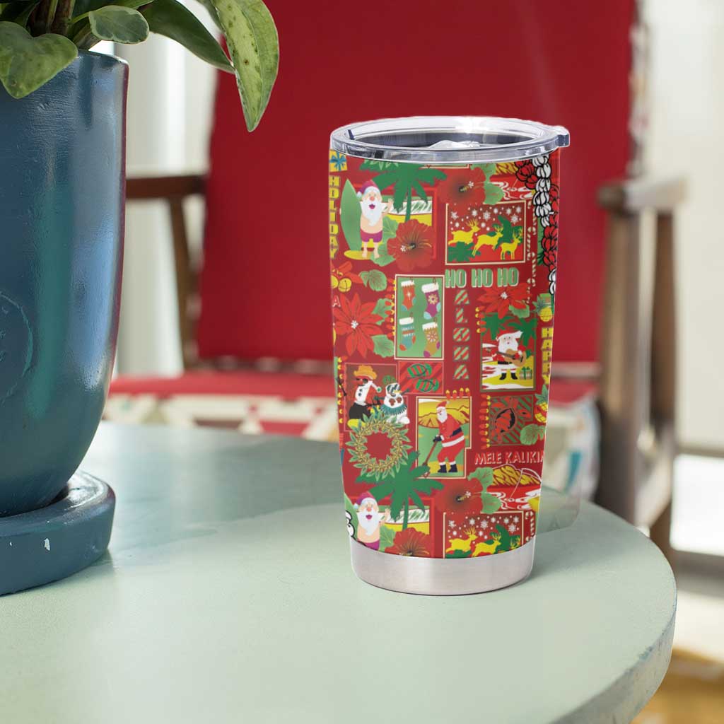 Mele Kalikimaka Pakalana Pikake Lei Tumbler Cup Hawaiian Rodeo Paniolo Omaomao Palaka LT9 - Polynesian Pride