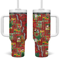 Mele Kalikimaka Pakalana Pikake Lei Tumbler With Handle Hawaiian Rodeo Paniolo Omaomao Palaka LT9 One Size: 40 oz Green - Polynesian Pride