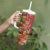 Mele Kalikimaka Pakalana Pikake Lei Tumbler With Handle Hawaiian Rodeo Paniolo Omaomao Palaka LT9 - Polynesian Pride