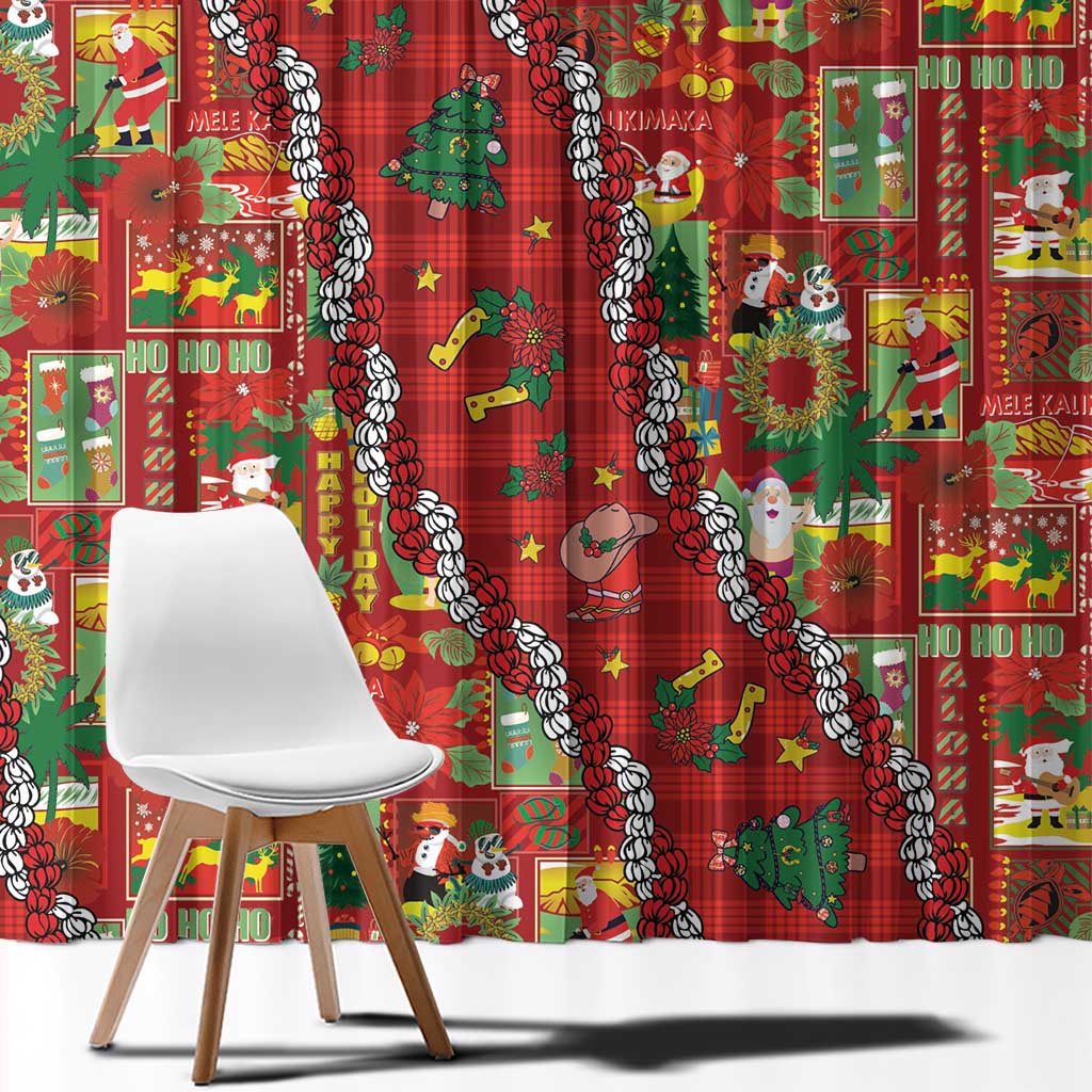 Mele Kalikimaka Pakalana Pikake Lei Window Curtain Hawaiian Rodeo Paniolo Omaomao Palaka LT9 - Polynesian Pride