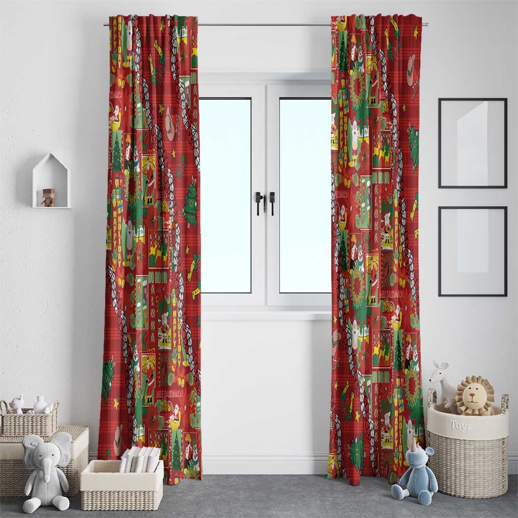 Mele Kalikimaka Pakalana Pikake Lei Window Curtain Hawaiian Rodeo Paniolo Omaomao Palaka LT9 - Polynesian Pride