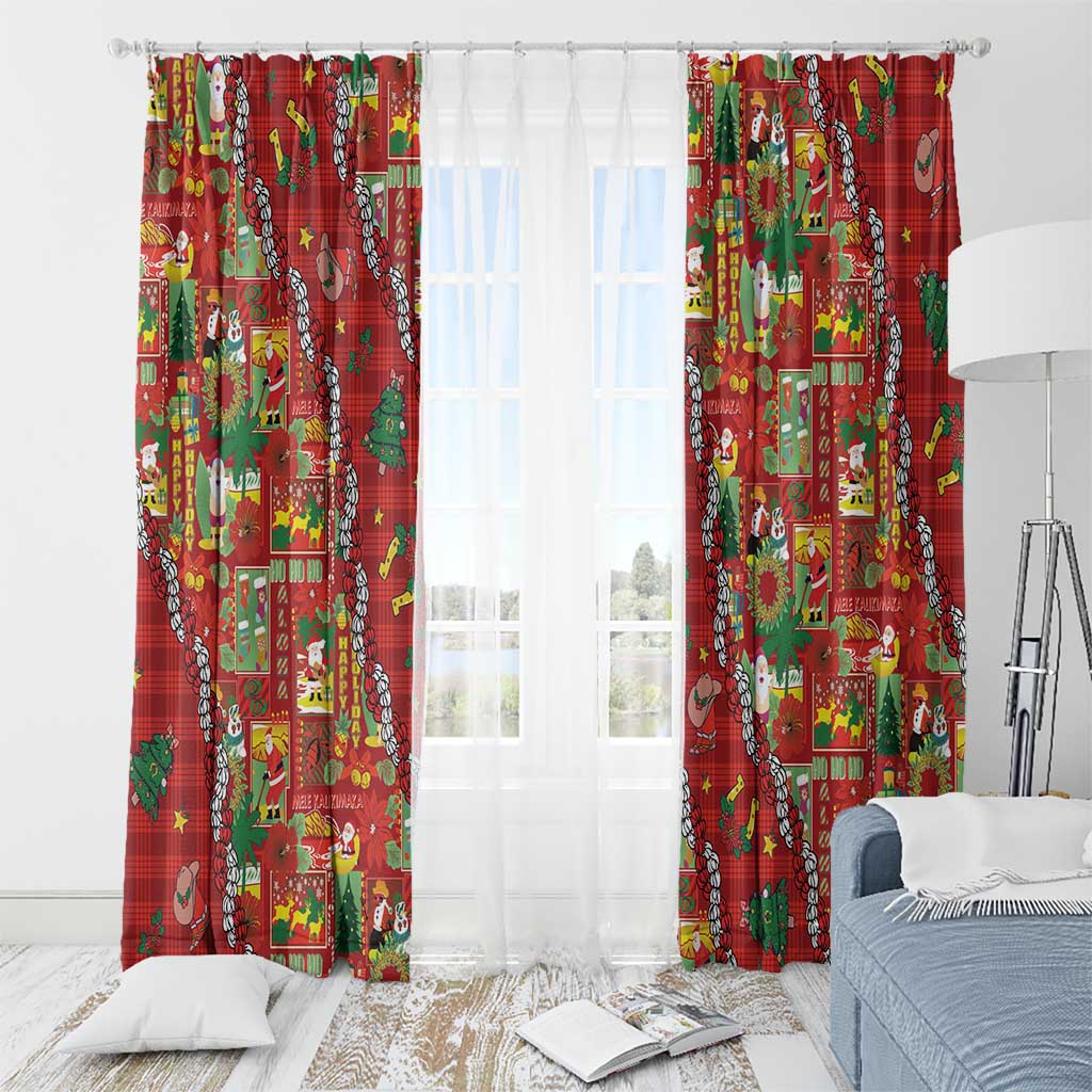 Mele Kalikimaka Pakalana Pikake Lei Window Curtain Hawaiian Rodeo Paniolo Omaomao Palaka LT9 - Polynesian Pride