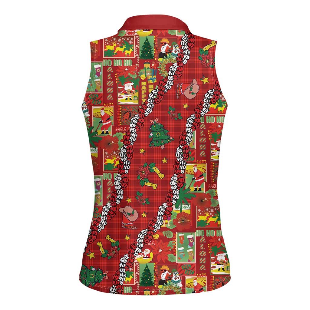 Mele Kalikimaka Pakalana Pikake Lei Women Sleeveless Polo Shirt Hawaiian Rodeo Paniolo Omaomao Palaka LT9 - Polynesian Pride