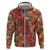 Mele Kalikimaka Pakalana Pikake Lei Zip Hoodie Hawaiian Rodeo Paniolo Omaomao Palaka LT9 Zip Hoodie Green - Polynesian Pride