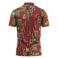 Mele Kalikimaka Pakalana Pikake Lei Zipper Polo Shirt Hawaiian Rodeo Paniolo Omaomao Palaka LT9 - Polynesian Pride