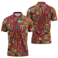Mele Kalikimaka Pakalana Pikake Lei Zipper Polo Shirt Hawaiian Rodeo Paniolo Omaomao Palaka LT9 - Polynesian Pride