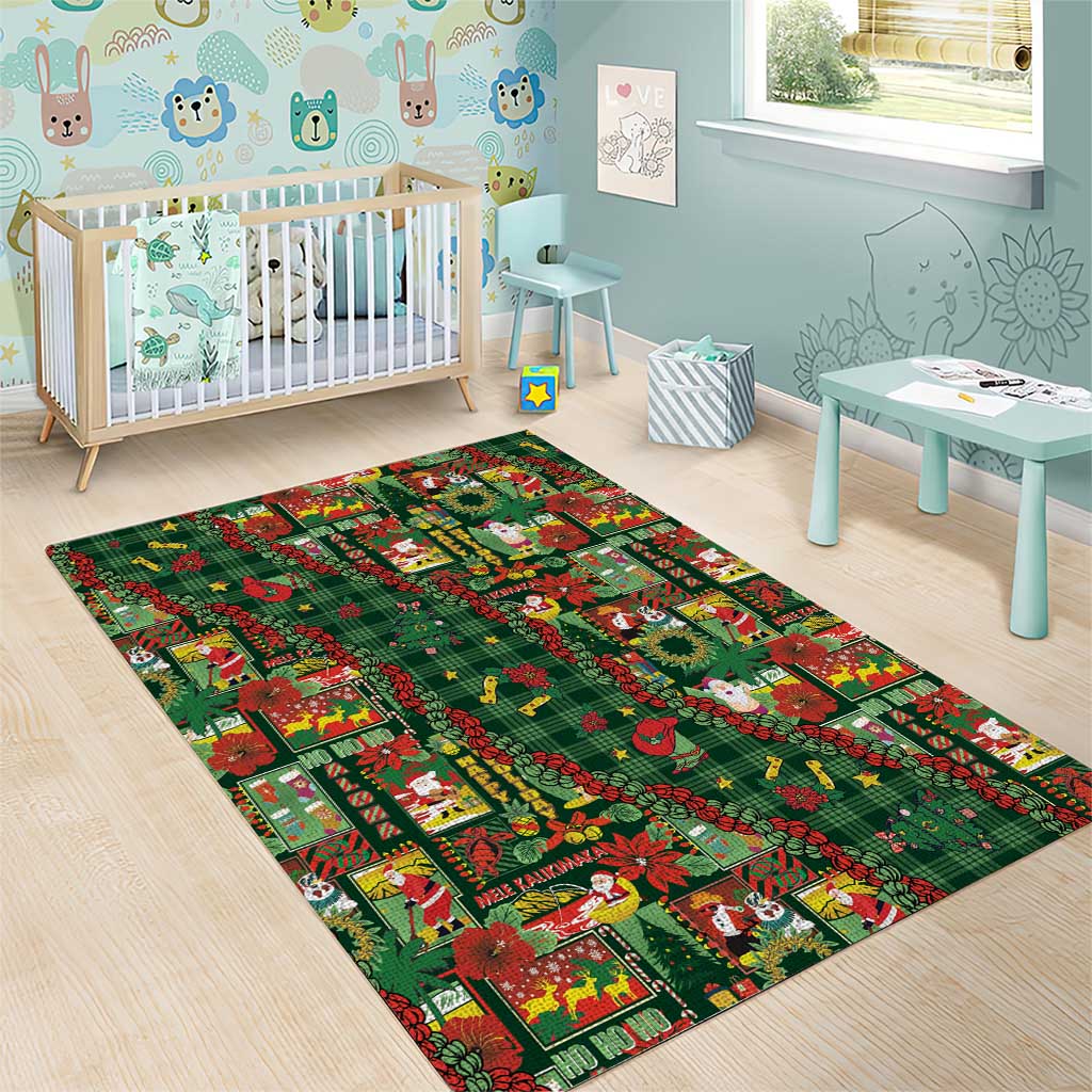 Mele Kalikimaka Pakalana Pikake Lei Area Rug Hawaiian Rodeo Paniolo Ulaula Palaka LT9 - Polynesian Pride