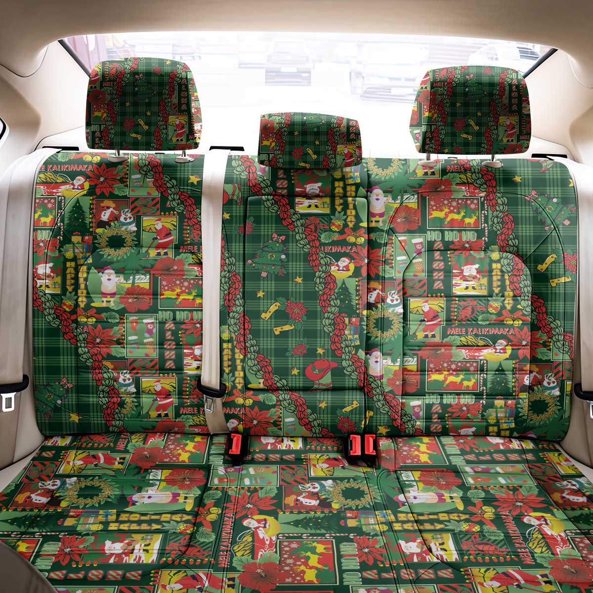 Mele Kalikimaka Pakalana Pikake Lei Back Car Seat Cover Hawaiian Rodeo Paniolo Ulaula Palaka LT9 - Polynesian Pride