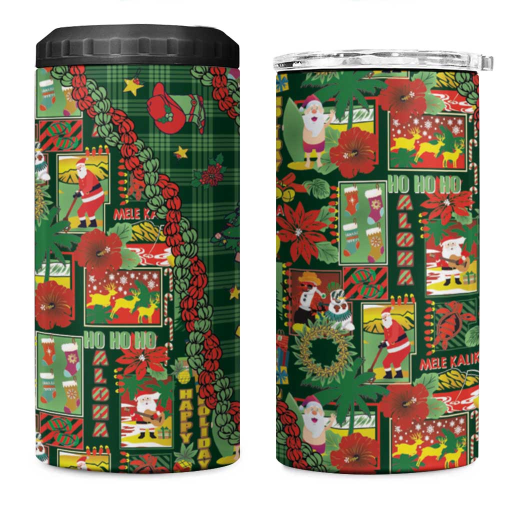 Mele Kalikimaka Pakalana Pikake Lei 4 in 1 Can Cooler Tumbler Hawaiian Rodeo Paniolo Ulaula Palaka LT9 One Size: 16 oz Red - Polynesian Pride