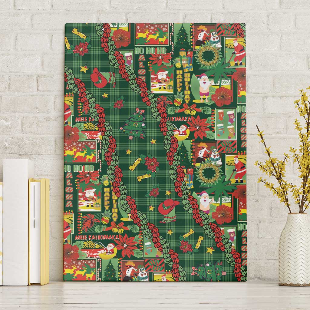 Mele Kalikimaka Pakalana Pikake Lei Canvas Wall Art Hawaiian Rodeo Paniolo Ulaula Palaka LT9 Without Frame Red - Polynesian Pride