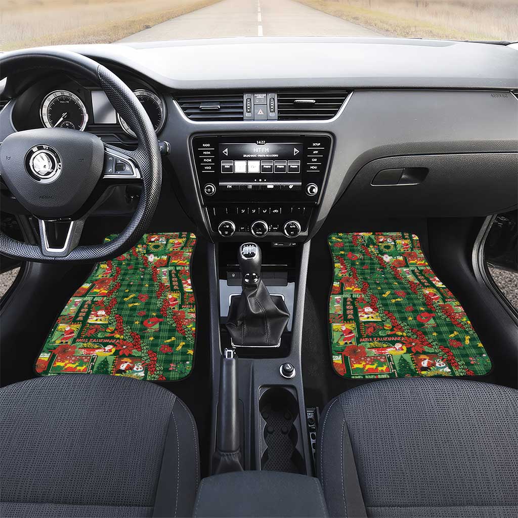 Mele Kalikimaka Pakalana Pikake Lei Car Mats Hawaiian Rodeo Paniolo Ulaula Palaka LT9 Set 2pcs - Front Red - Polynesian Pride