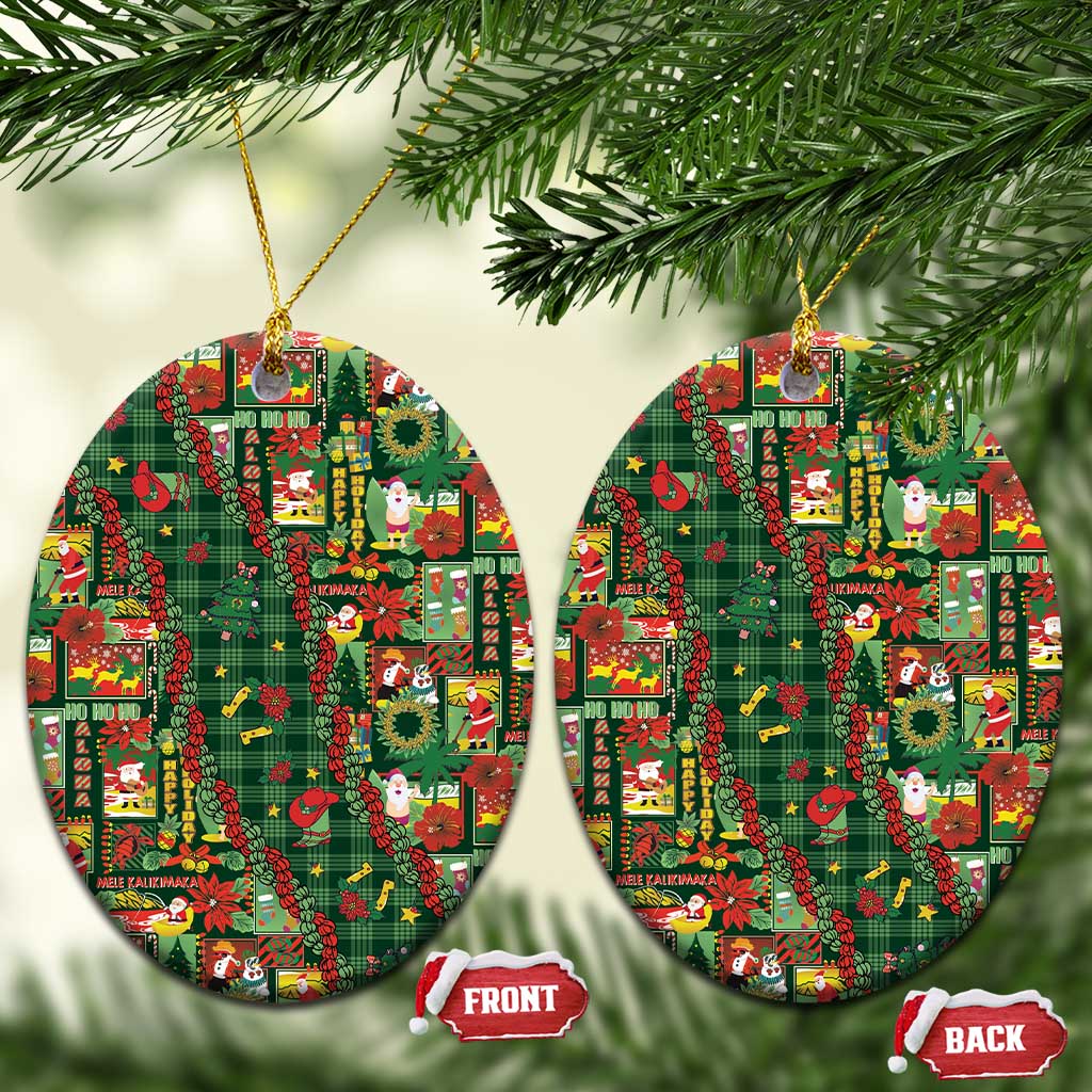 Mele Kalikimaka Pakalana Pikake Lei Ceramic Ornament Hawaiian Rodeo Paniolo Ulaula Palaka - Polynesian Pride