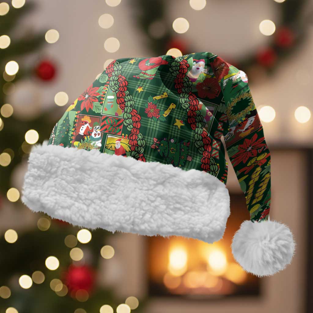 Mele Kalikimaka Pakalana Pikake Lei Christmas Santa Hat Hawaiian Rodeo Paniolo Ulaula Palaka LT9 With Fur Red - Polynesian Pride