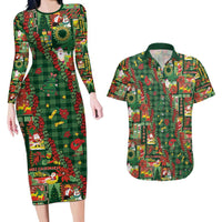 Mele Kalikimaka Pakalana Pikake Lei Couples Matching Long Sleeve Bodycon Dress and Hawaiian Shirt Hawaiian Rodeo Paniolo Ulaula Palaka LT9 Red - Polynesian Pride