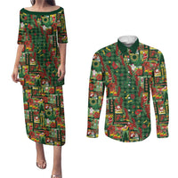 Mele Kalikimaka Pakalana Pikake Lei Couples Matching Puletasi and Long Sleeve Button Shirt Hawaiian Rodeo Paniolo Ulaula Palaka LT9 Red - Polynesian Pride