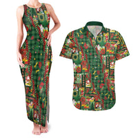 Mele Kalikimaka Pakalana Pikake Lei Couples Matching Tank Maxi Dress and Hawaiian Shirt Hawaiian Rodeo Paniolo Ulaula Palaka LT9 Red - Polynesian Pride