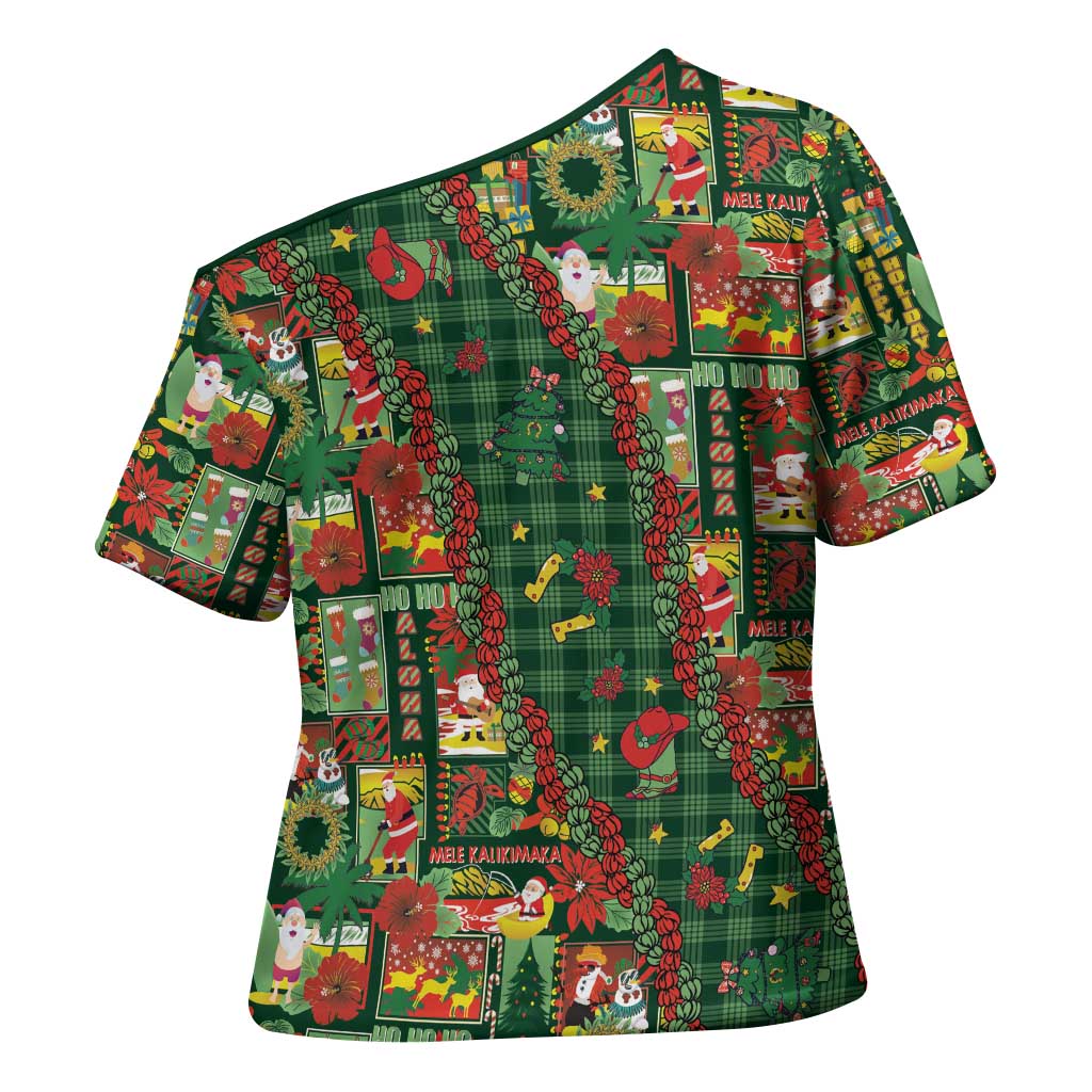Mele Kalikimaka Pakalana Pikake Lei Cross Shoulder Shirt Hawaiian Rodeo Paniolo Ulaula Palaka LT9 - Polynesian Pride