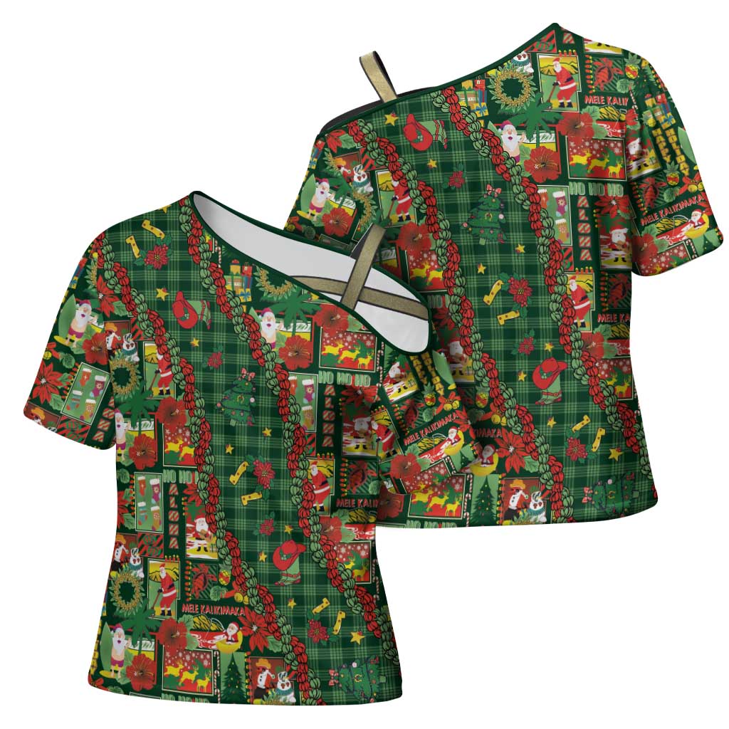 Mele Kalikimaka Pakalana Pikake Lei Cross Shoulder Shirt Hawaiian Rodeo Paniolo Ulaula Palaka LT9 - Polynesian Pride